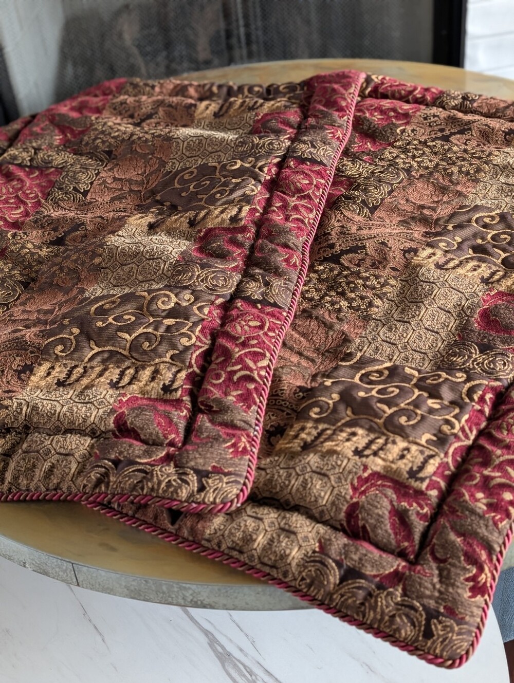 Croscill Home King Pillow Covers  Patchwork Tapestry Jacquard Red Galleria